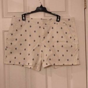 White and blue pattern shorts